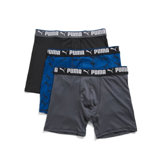 PUMA Black/blue Men's 3pk Sportstyle Boxer Brief Underwear - Picture 1 of 2